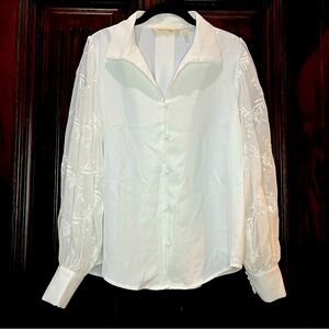 Soft Surroundings Lace Puff Sleeve Blouse NEW